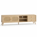 TV-Schrank Eichenholz mit Rattangeflecht 180x40x50cm