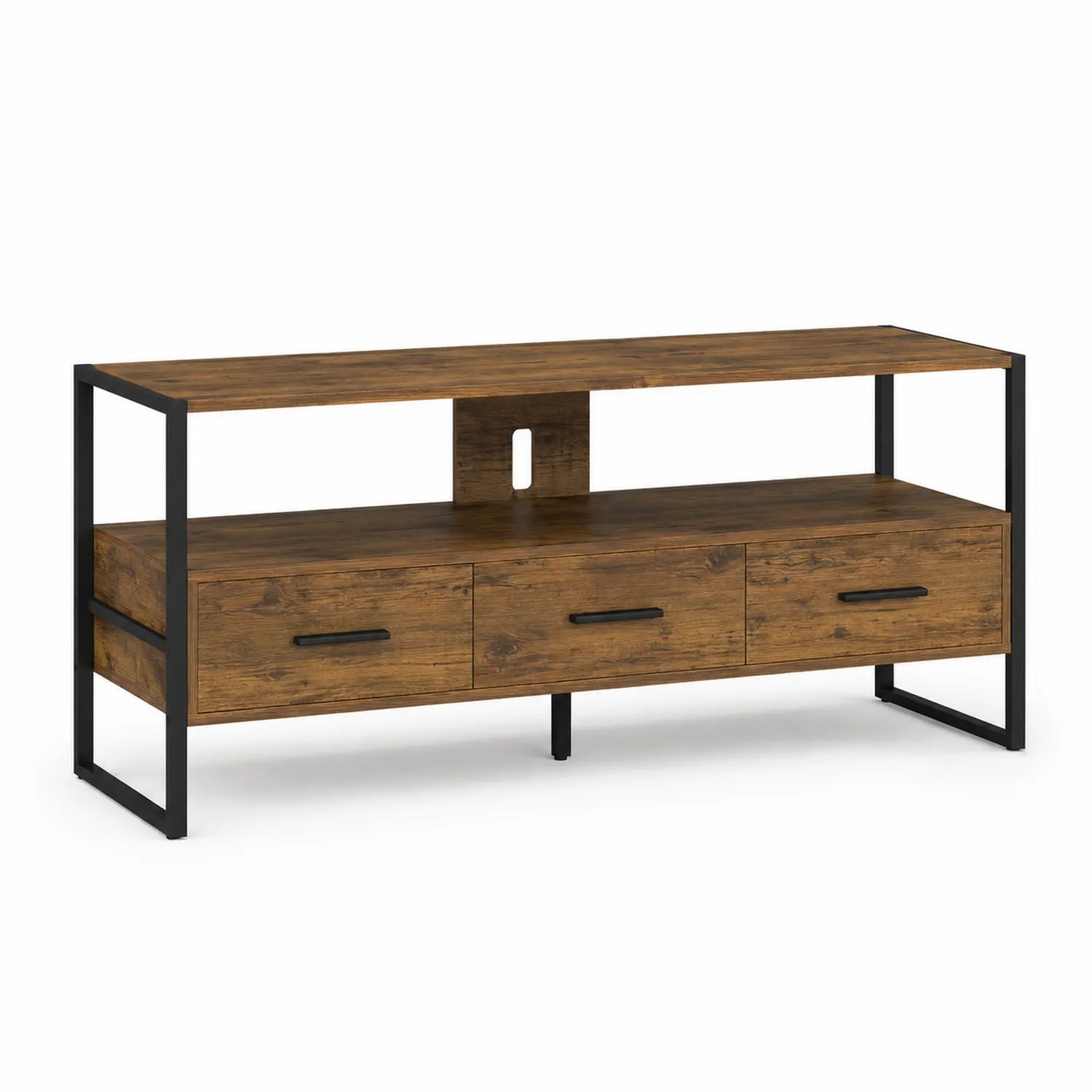 TV-Lowboard aus MDF mit Metallrahmen 140cm Braun