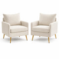 2er Set Sessel Beige Polyester Metallbein