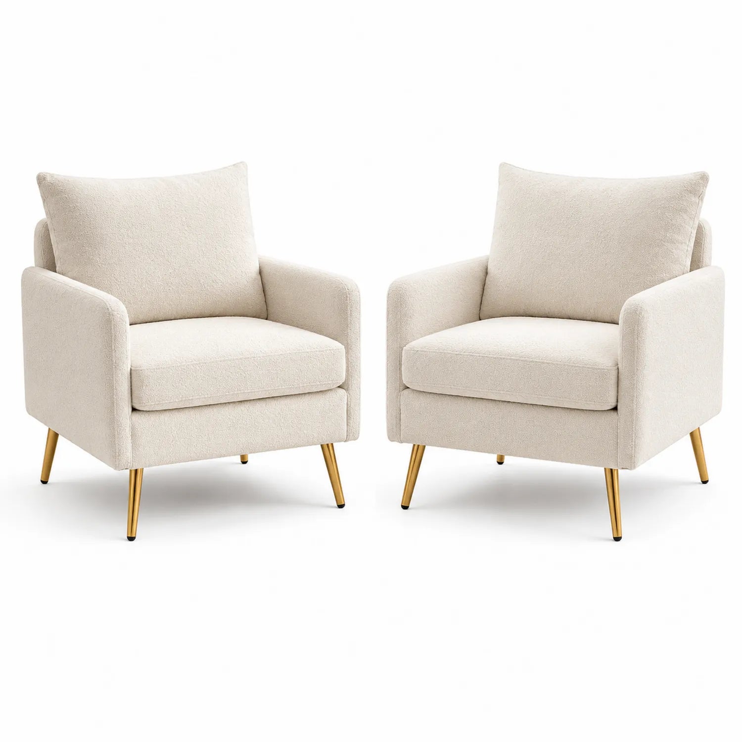 2er Set Sessel Beige Polyester Metallbein