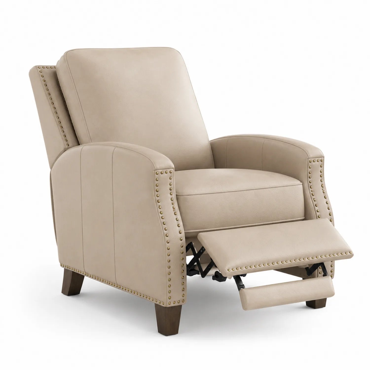 Relaxsessel Leder Beige Massivholz 105 cm x 80 cm x 85 cm