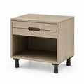 Nachttisch mit Schublade und Ablage, MDF mit Eiche Optik, Beige, 50cm Höhe