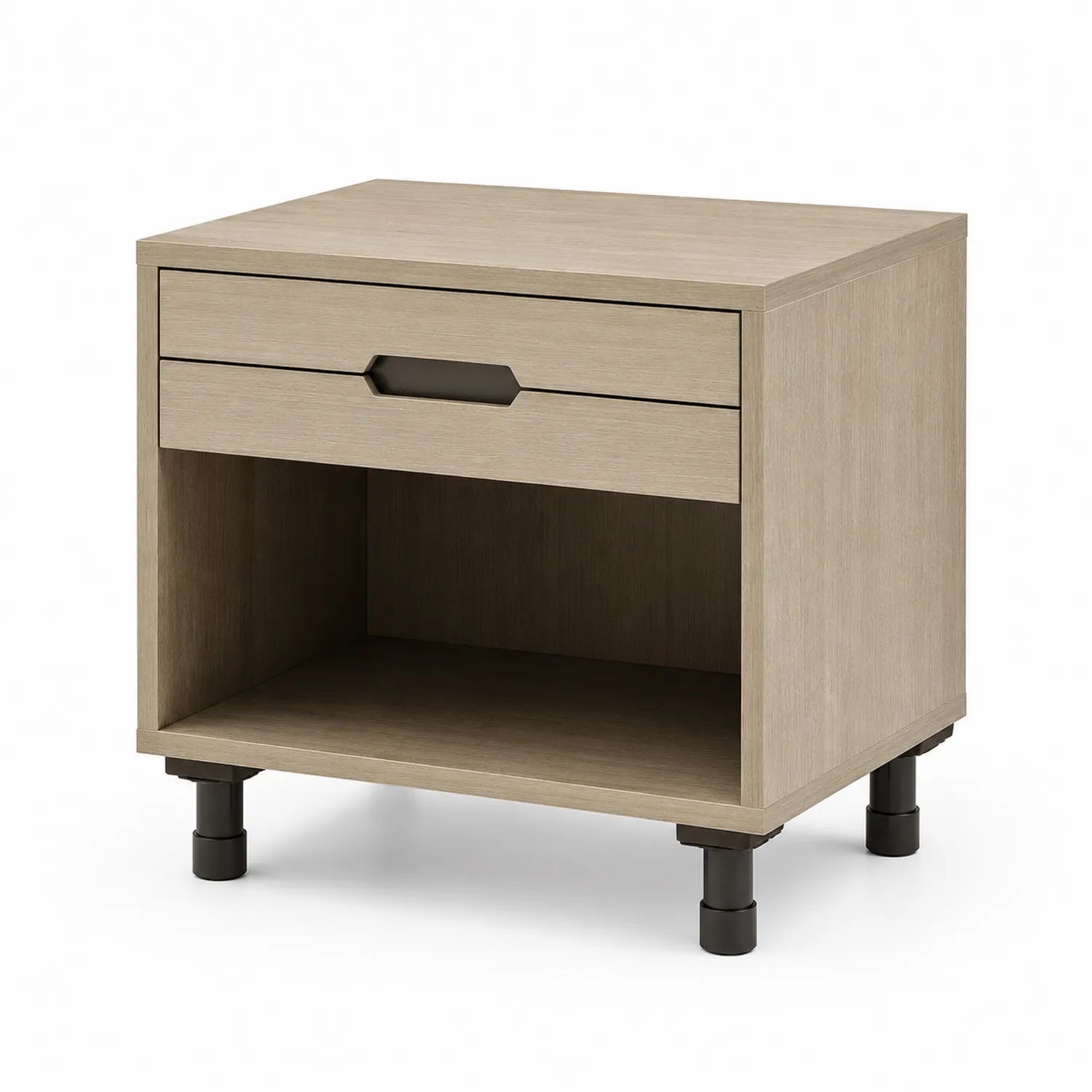 Nachttisch mit Schublade und Ablage, MDF mit Eiche Optik, Beige, 50cm Höhe