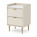 Nachttisch mit 2 Schubladen Beige 45x35x70 cm Holz Metallbeine