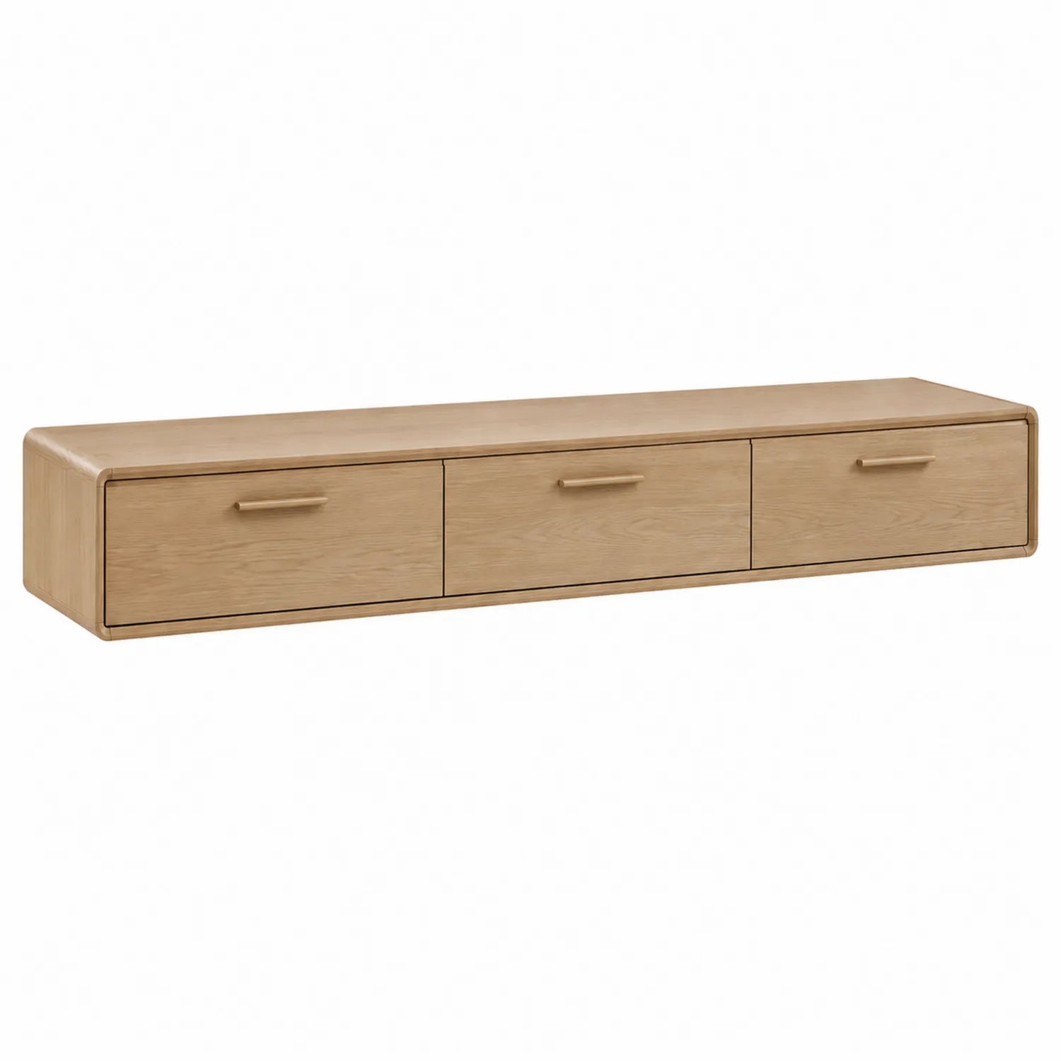 TV-Lowboard aus Eichenholz mit 3 Schubladen, 150x30x40 cm, Hellbraun