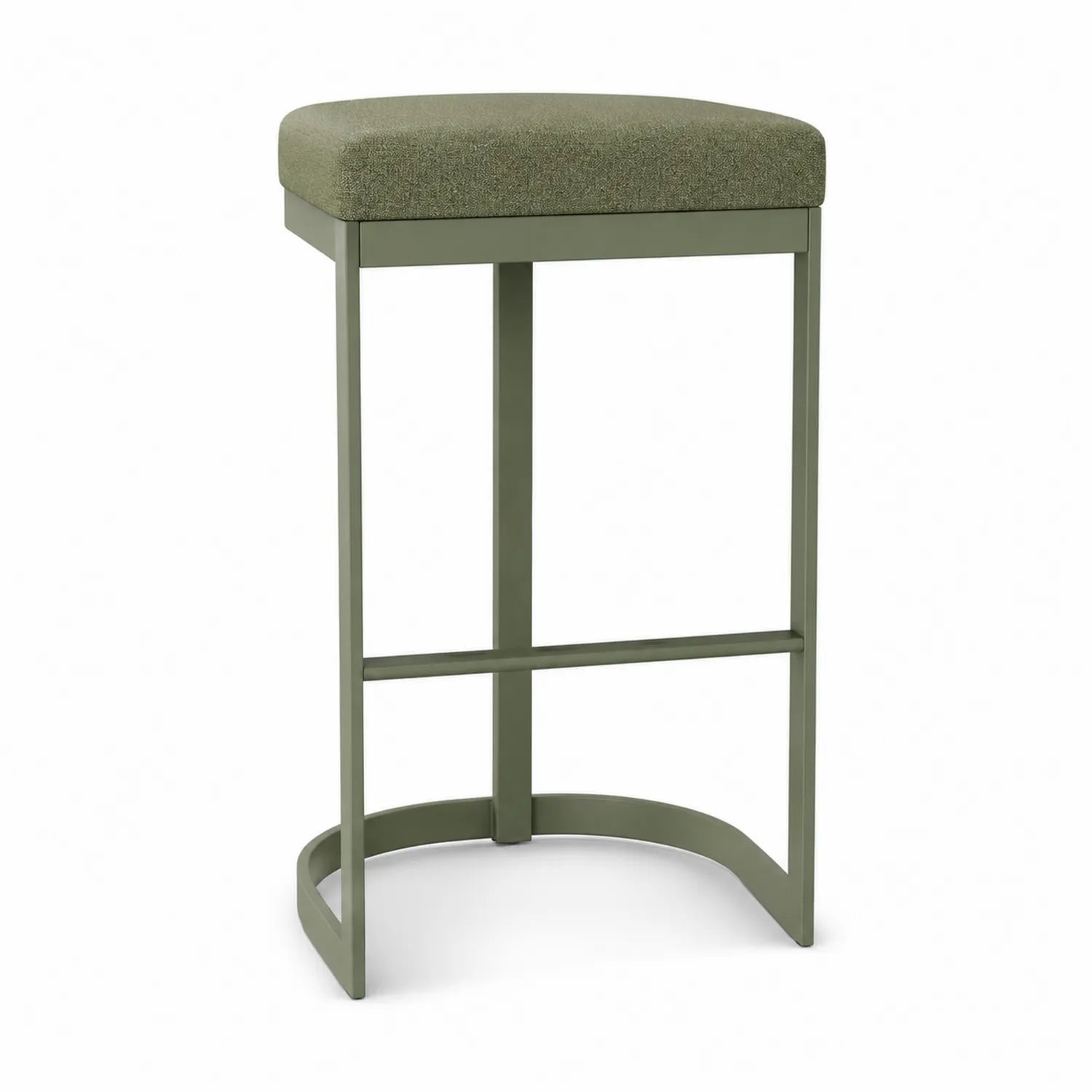 Metall Barhocker mit grünem Polstersitz 75cm