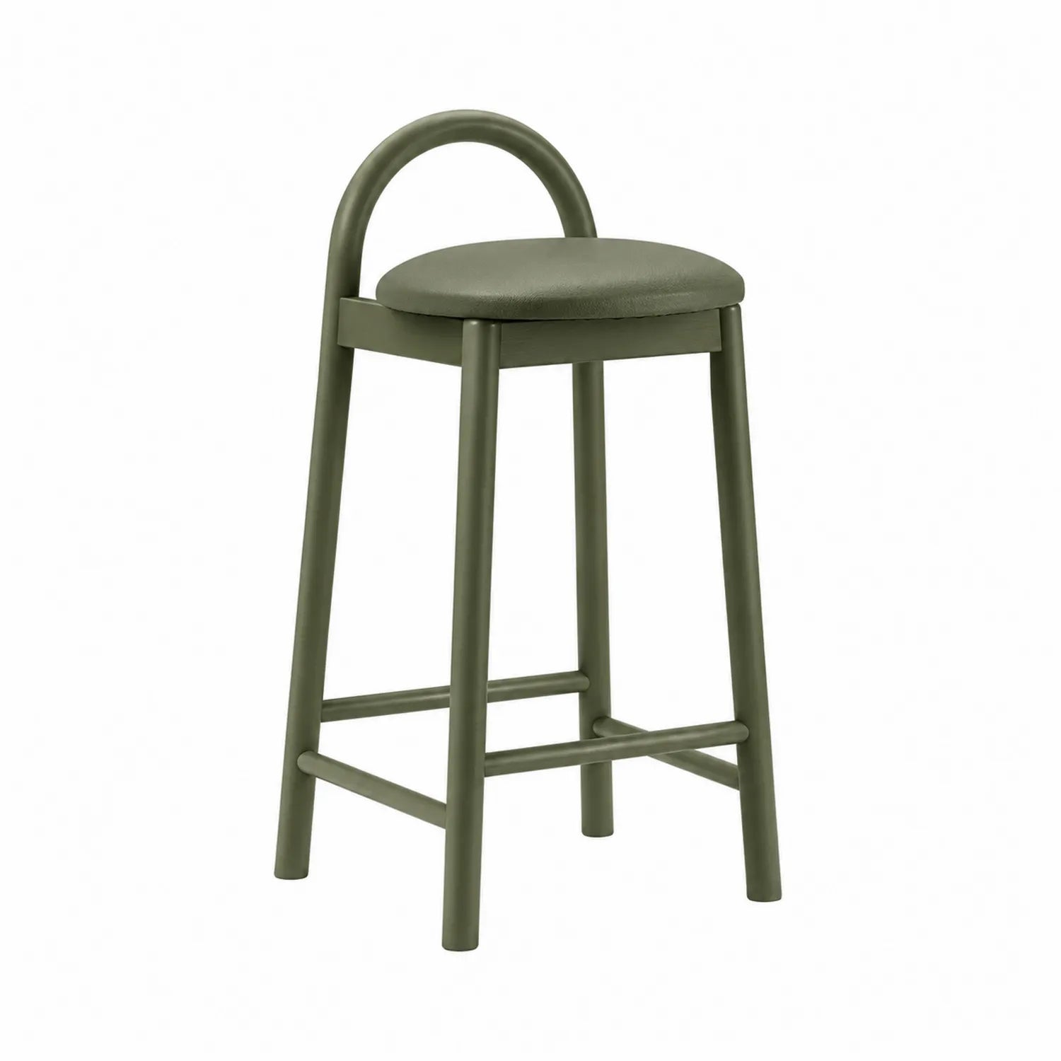 Hocker Metall Grüner PU-Sitz 75cm